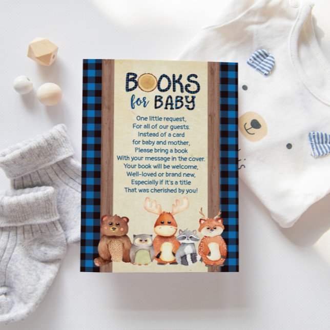 Begärandekort för Woodland Bok, Bokar för Baby Inbjudningar (Skapare uppladdad)