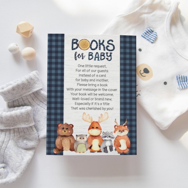 Begärandekort för Woodland Bok, Bokar för Baby Inbjudningar (Skapare uppladdad)