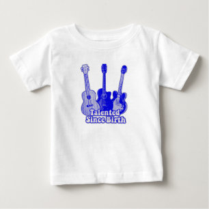 Begåvad från födseln. vintage blå gitarrer t shirt