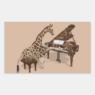 Begåvad Giraff Spelar Flygel Rektangulärt Klistermärke