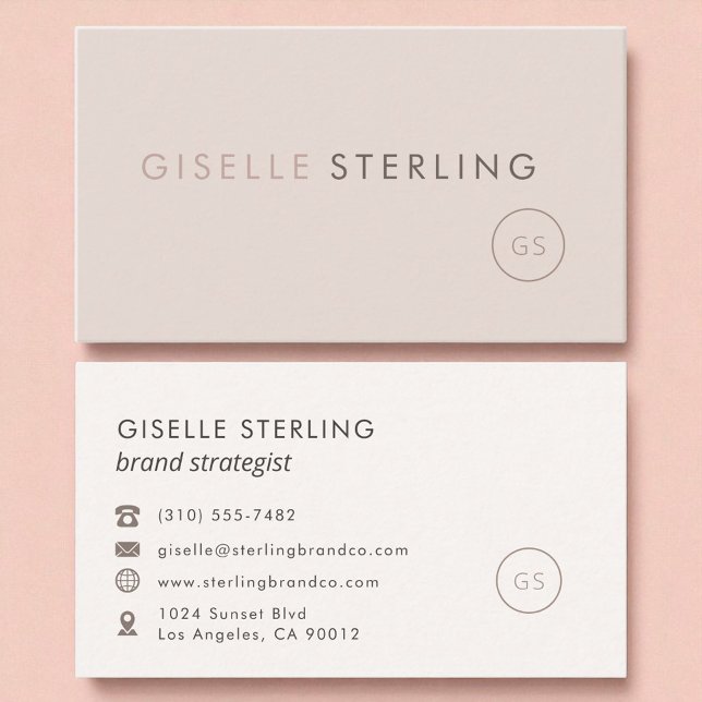  bege sig Modern Minimalistisk monogramlyx Visitkort (Skapare uppladdad)
