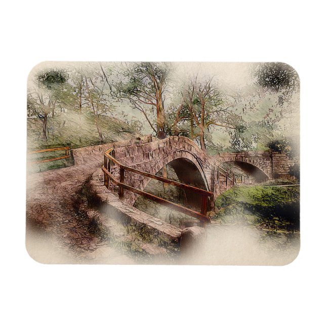 Beggars Bridge, Glaisdale - Watercolour Art Magnet (Horisontell)