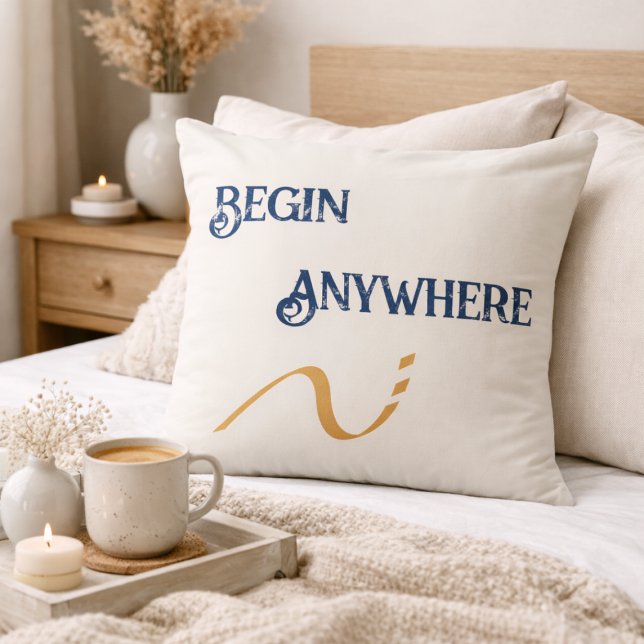 Begin Anywhere Minimalist Navy Cream Throw Pillow Kudde (Skapare uppladdad)