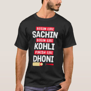 Begin Sachin Live som Kohli Avslutar Dhoni Cricket T Shirt