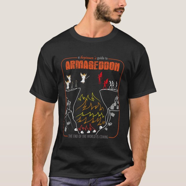 Beginner s Guide To Armageddon Bible Sky Hell Batt T Shirt (Framsida)