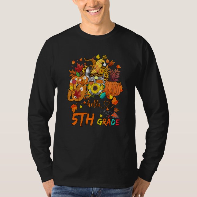 Beginning Of Autumn Fall Teacher Sunflower Hello 5 T Shirt (Framsida)