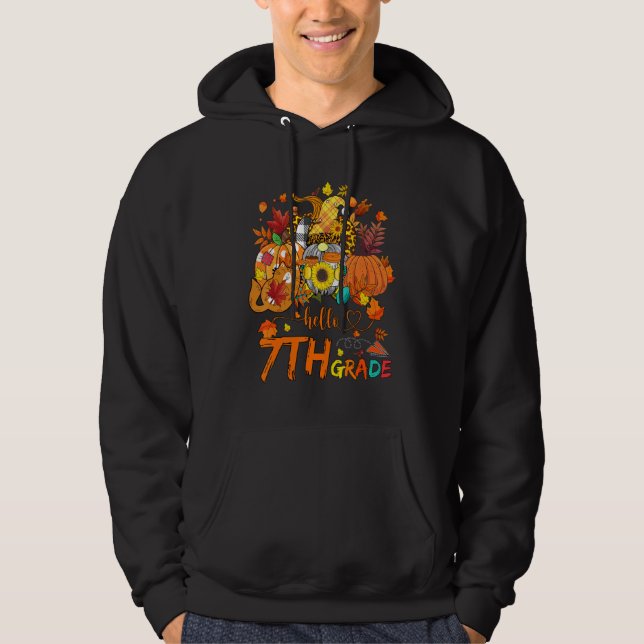 Beginning Of Autumn Fall Teacher Sunflower Hello 7 Hoodie (Framsida)