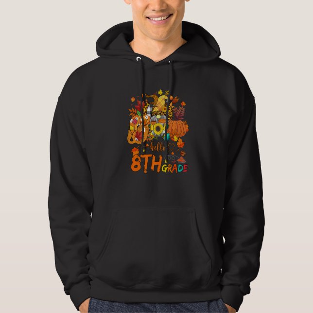 Beginning Of Autumn Fall Teacher Sunflower Hello 8 Hoodie (Framsida)