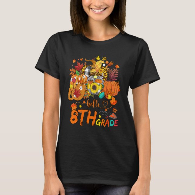 Beginning Of Autumn Fall Teacher Sunflower Hello 8 T Shirt (Framsida)