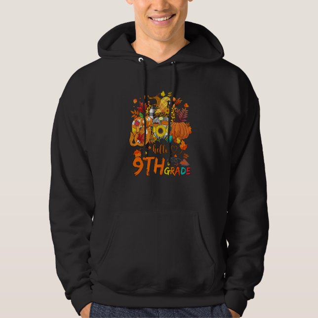 Beginning Of Autumn Fall Teacher Sunflower Hello 9 Hoodie (Framsida)