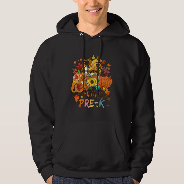 Beginning Of Autumn Fall Teacher Sunflower Hello P Hoodie (Framsida)