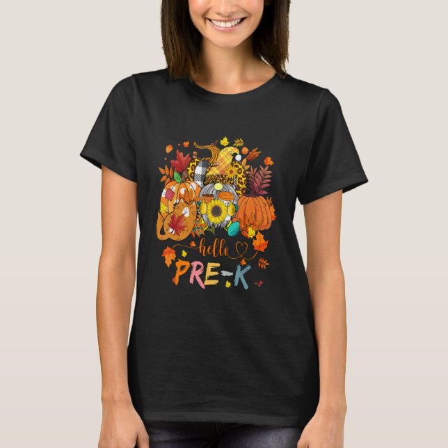 Beginning Of Autumn Fall Teacher Sunflower Hello P T Shirt (Framsida)