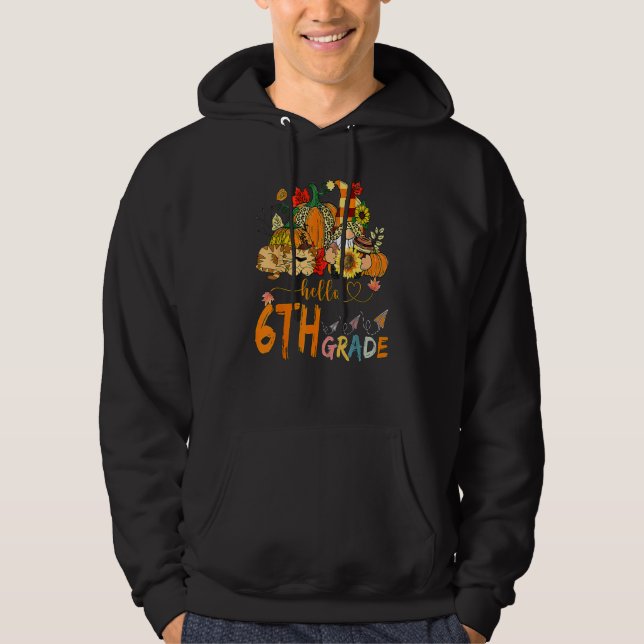 Beginning Of Autumn Fall Teacher Sunflower Hello S Hoodie (Framsida)