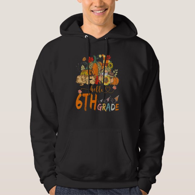 Beginning Of Autumn Fall Teacher Sunflower Hello S Hoodie (Framsida)