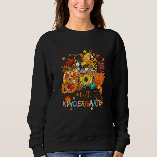 Beginning Of Autumn Teacher Sunflower Hello Kinder T Shirt (Framsida)