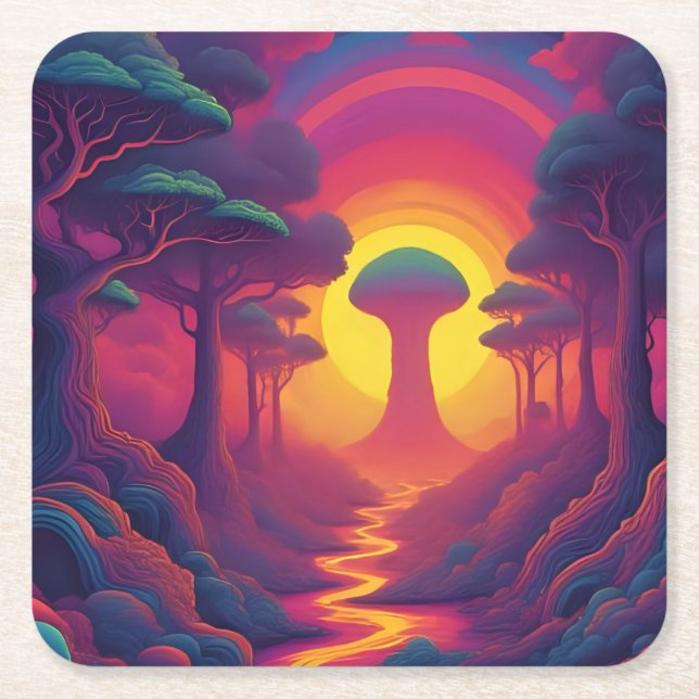 Beginning of The Fall Art Underlägg Papper Kvadrat (Framsidan)