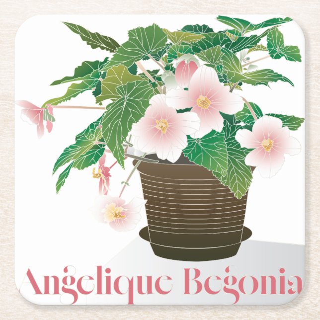 Begonia Coaster Underlägg Papper Kvadrat (Framsidan)