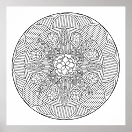 Begonia Flowers Flower Art Mandala Coloring Page Poster