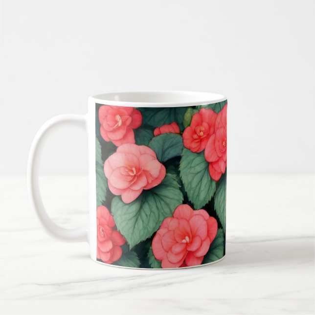 Begonia rosa blommor kaffemugg (Vänster)