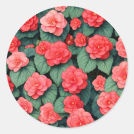 Begonia rosa blommor runt klistermärke