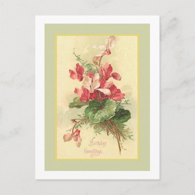 Begonia Vintage Birthday Greetings Vykort (Framsida)
