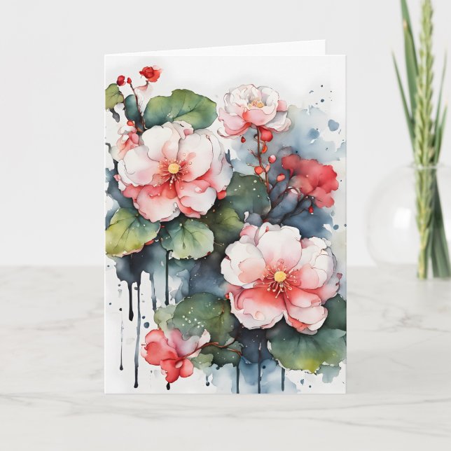 Begonia - Watercolor flowers Kort (Framsida)