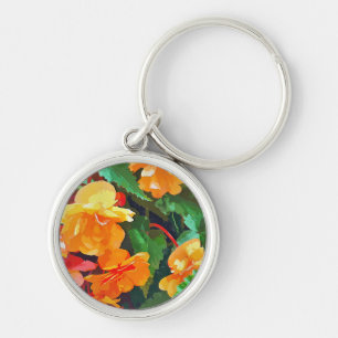 BEGONIAS RUND SILVERFÄRGAD NYCKELRING
