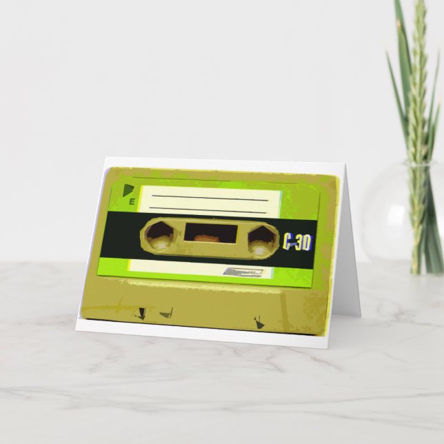 Begränsa grönt Retro-kassettband Helgkort (Framsida)