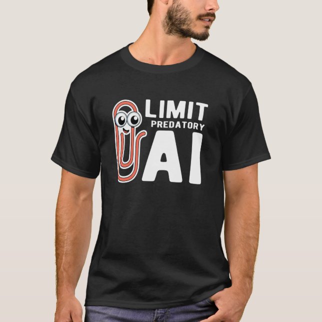 Begränsa Rovsint AI Dataskydd Pappersklipp T Shirt (Framsida)