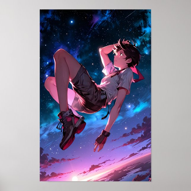 BEGRÄNSAD | Skybound Dreams - Cosmic Anime Poster (Framsidan)