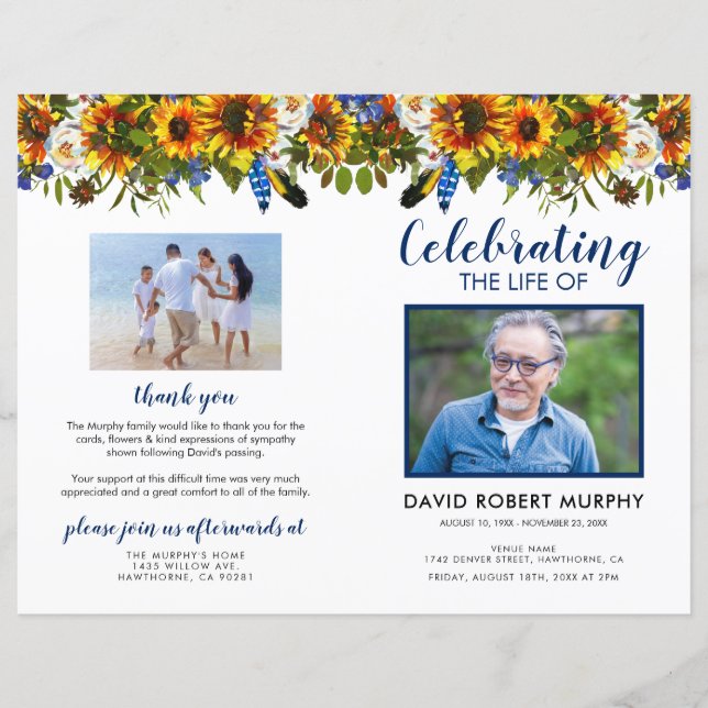 Begränsad solrosbegravningsprogram (Framsida)