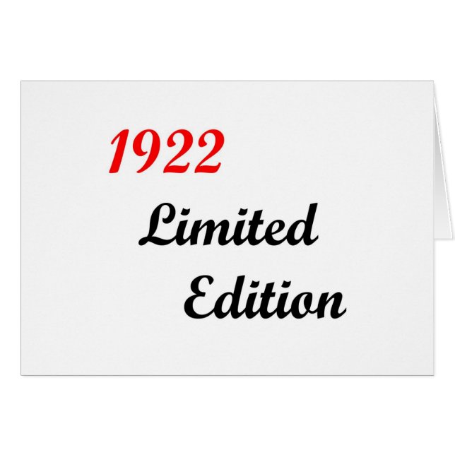 Begränsad upplaga 1922 hälsningskort (Framsidan Horizontal)