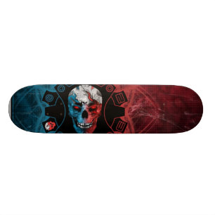 BEGRÄNSAD UPPLAGA:  Blått & röd skalle Skateboard Bräda 19,5 Cm