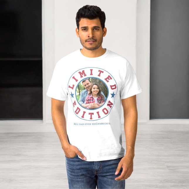 Begränsad utgåva, bästa pappa-foto t shirt (best dad limited edition modern fun photo t-shirt)