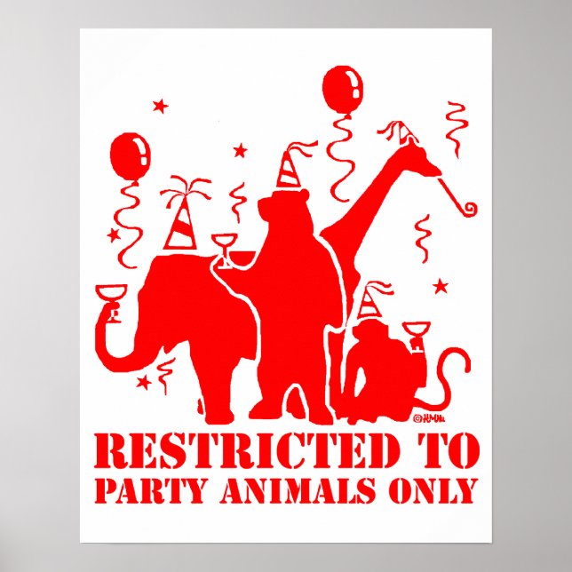 Begränsat till endast djur i party poster (Framsidan)