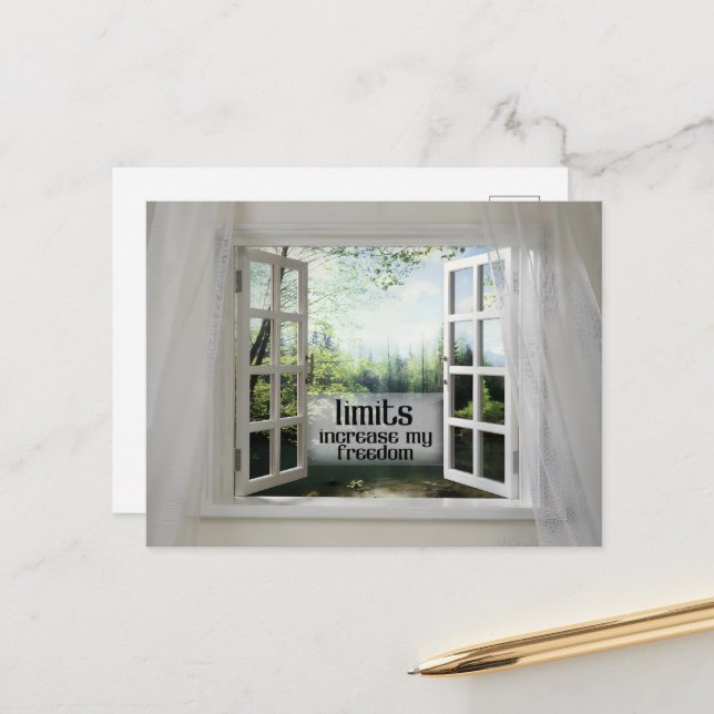 Begränsningar ökar min frihet - Motiveringsbekräft Vykort (Fram/Back In Situ)