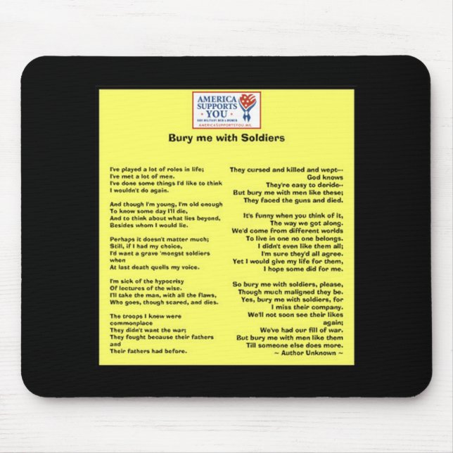 Begrava mig med soldater - hedra våra veteran musmatta (Framsidan)