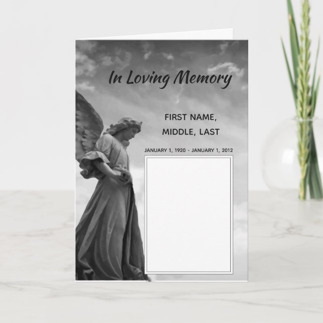 Begravelseprogram Ängel, Skrift, Kristendom Program (Framsida)