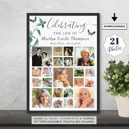 Begravning 21 Fotokollage Botanisk Fjäril Poster