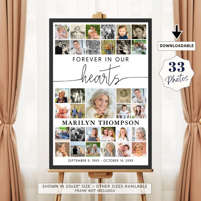 Begravning 33 Fotocollage Alltid i våra hjärtan Poster (Skapare uppladdad)
