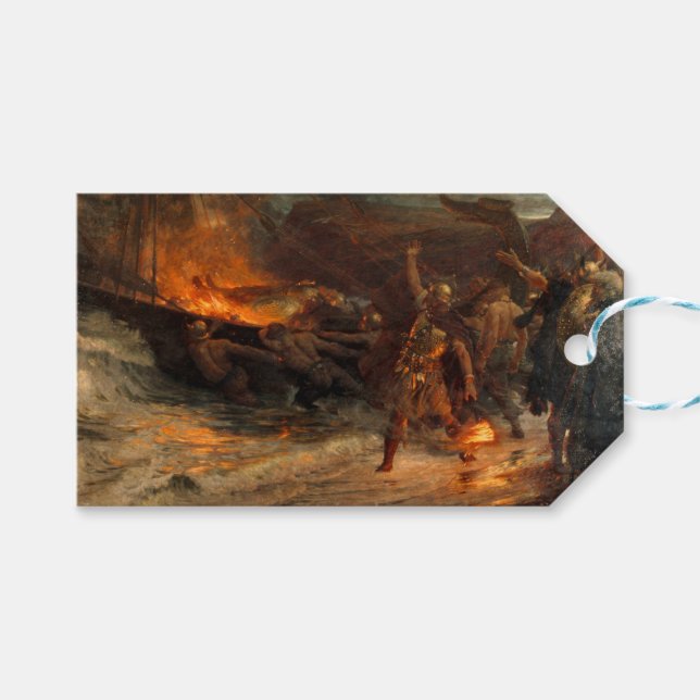 begravning av en viking (av Frank Dicksee) Presentetikett (Framsidan (Horisontell))