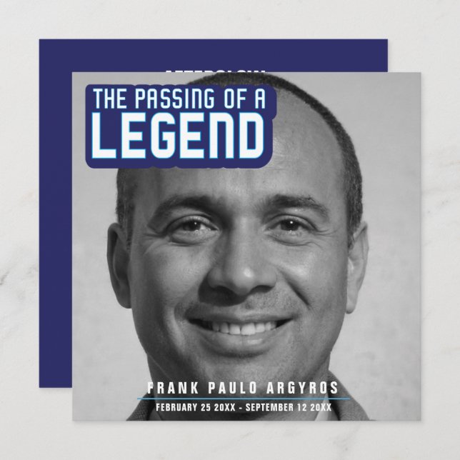 Begravning av ett historiskt modernt blått dikt-ko tack kort (Fram/baksida)