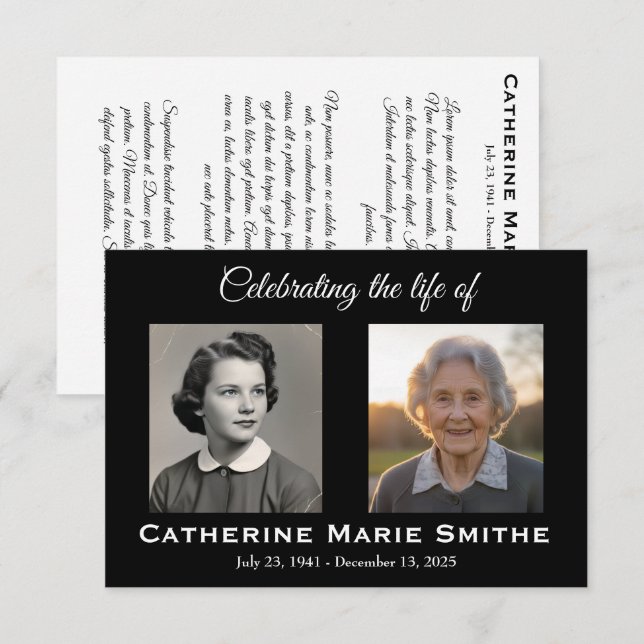 Begravning eller minnesdubbelbild (Fram/baksida)