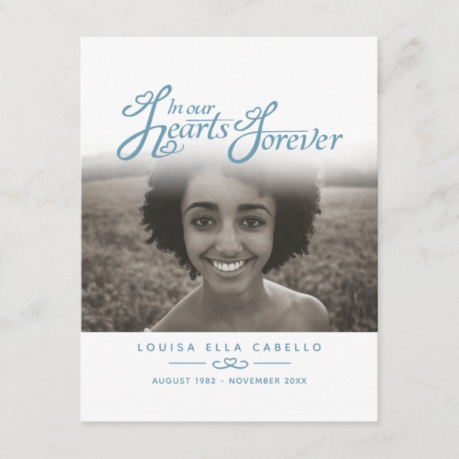 Begravning i våra hjärtan - blått dikt tilläggskort (Framsida)