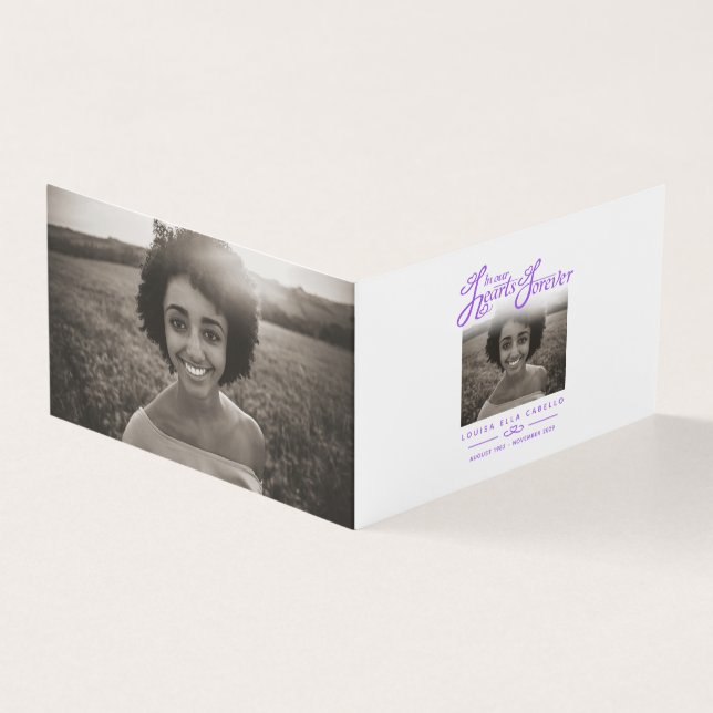 Begravning i våra hjärtan för evigt lila dikt kort (Utsida)