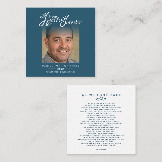 Begravning i våra hjärtan När vi ser tillbaka på d Anteckningskort (Fram/baksida)