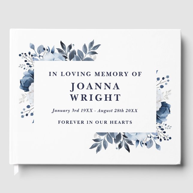 Begravning med marinblommor till minne gästböcker (Framsida)