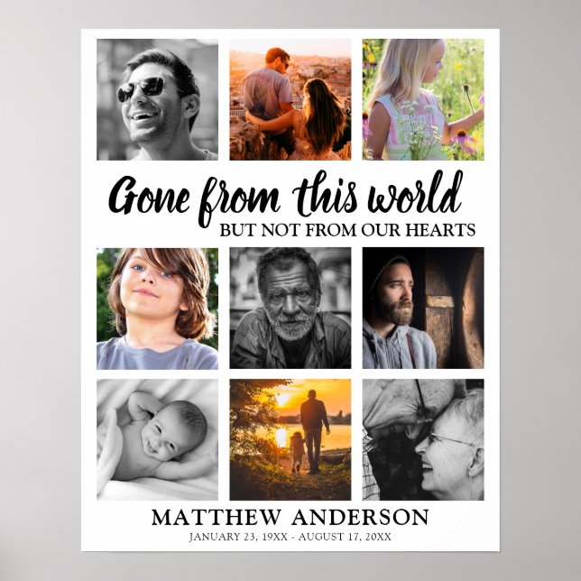 Begravning | Minnescollage Poster (Framsidan)