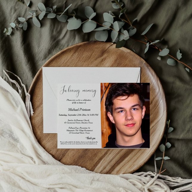 begravning, minnesgudstjänst, firande i livet inbjudningar (Skapare uppladdad)