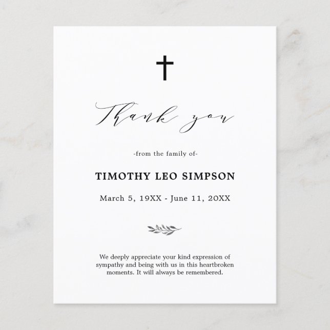Begravning Molnig Sympati Sorg Tacksamhet Kort (Framsida)